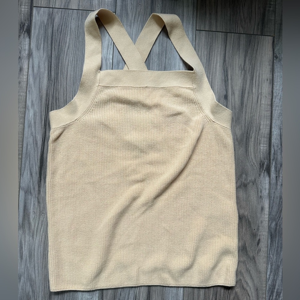 Banana Republic Peachy Tan Knit Tank Top Square Neck and Cross Back Size XS